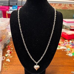 New handmade Silver tone puffed Heart Pendant Necklace